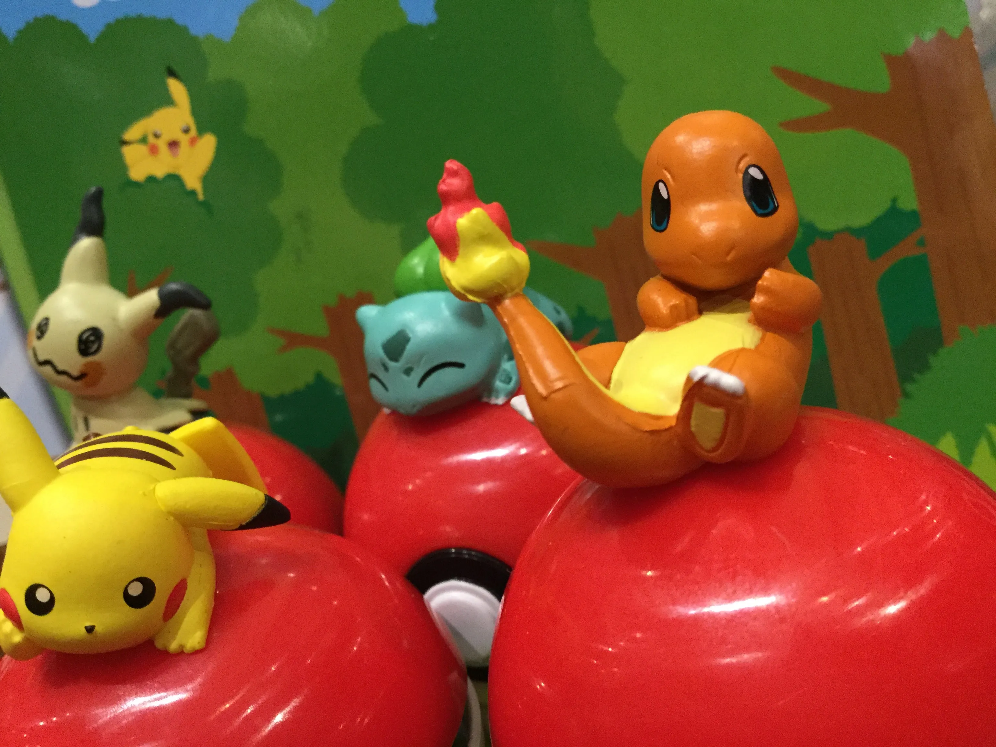 Pokemon Figures Sitting on Pokeball (In stock now) Modern Art Collectible Object