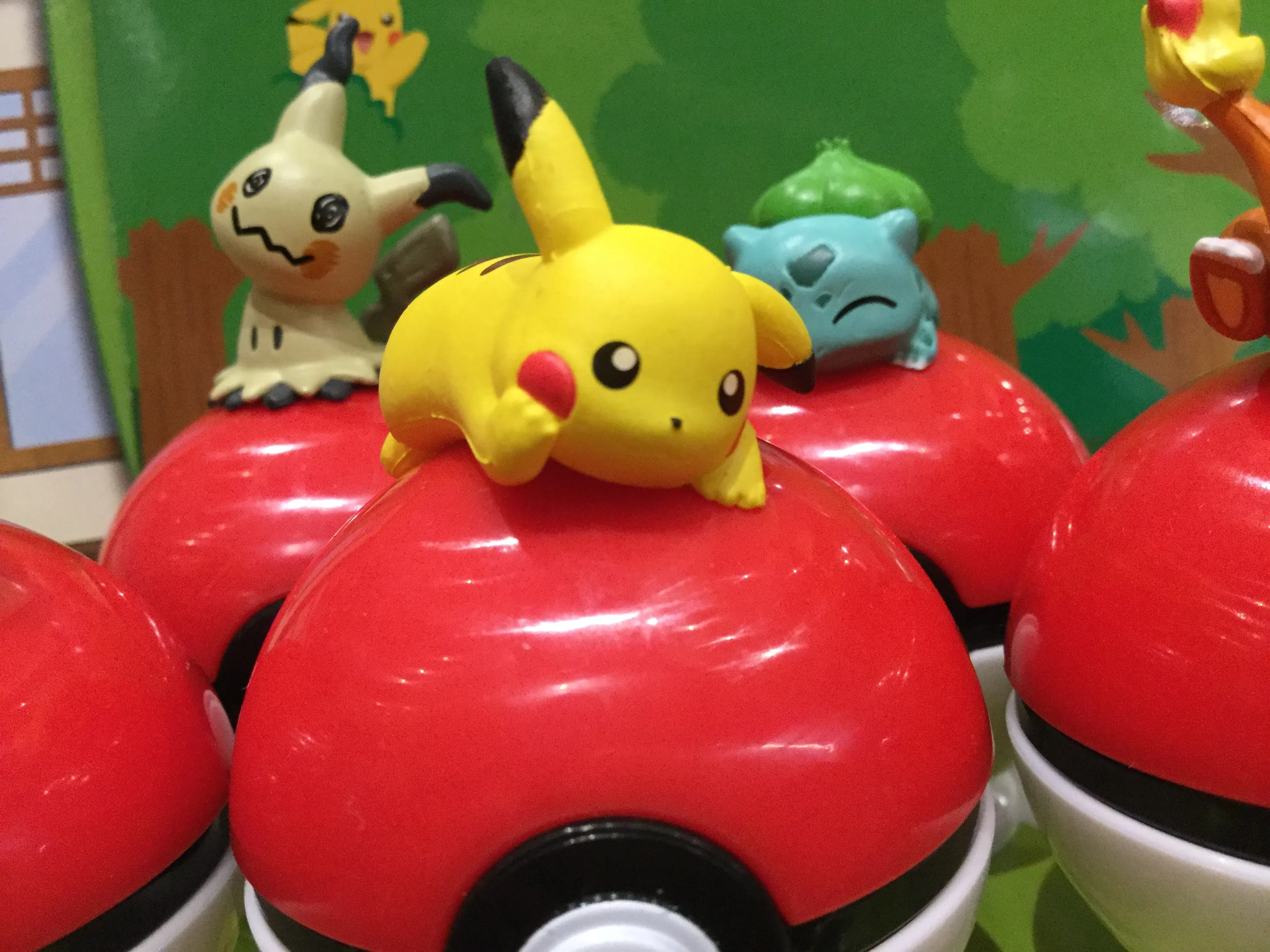 Pokemon Figures Sitting on Pokeball (In stock now) Landmark Replica Character Statue