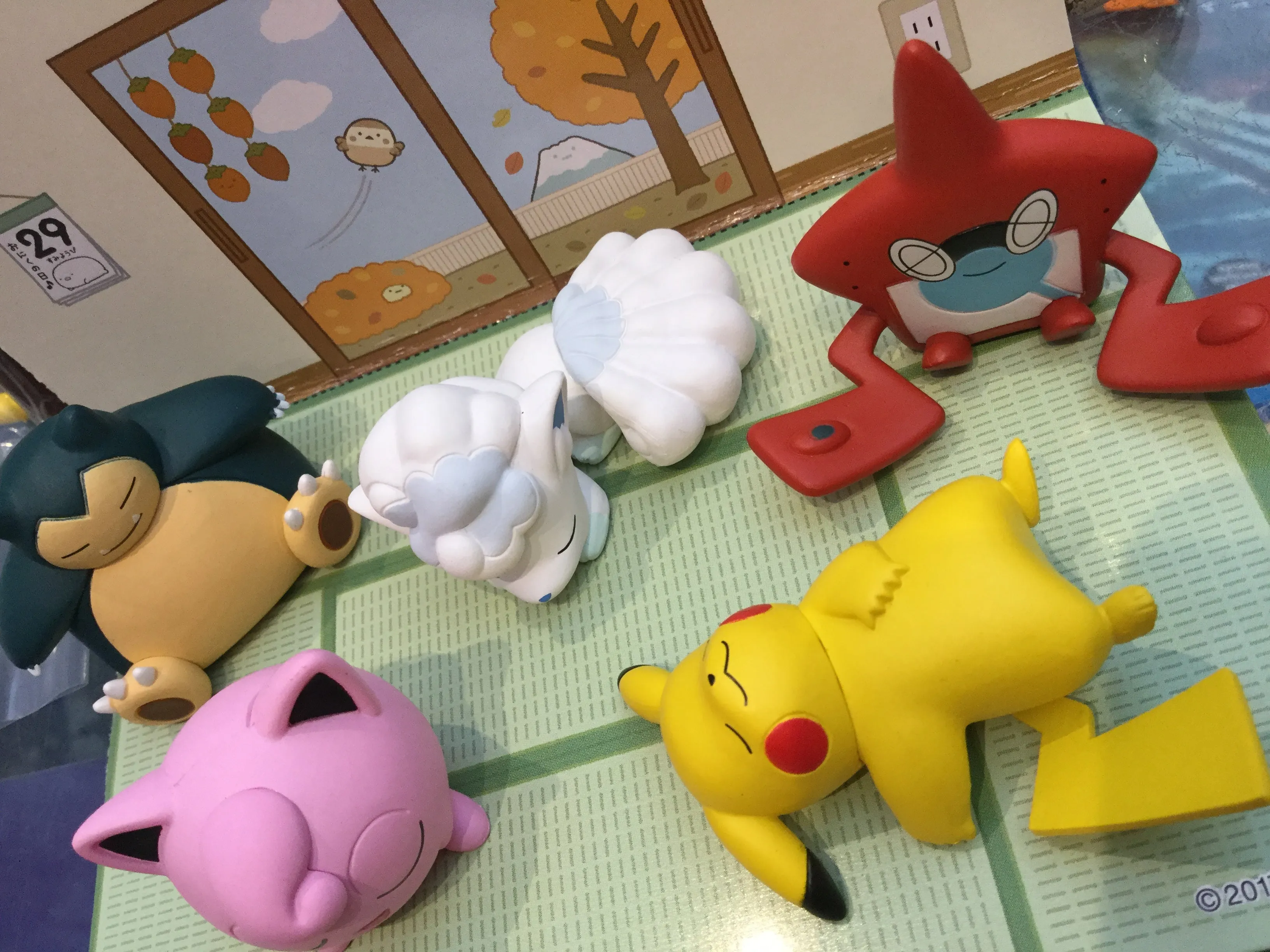 Vintage Collectible Ancient Sculpture Gashapon Pokemon Sun&Moon Sleeping Set 2 (In Stock)