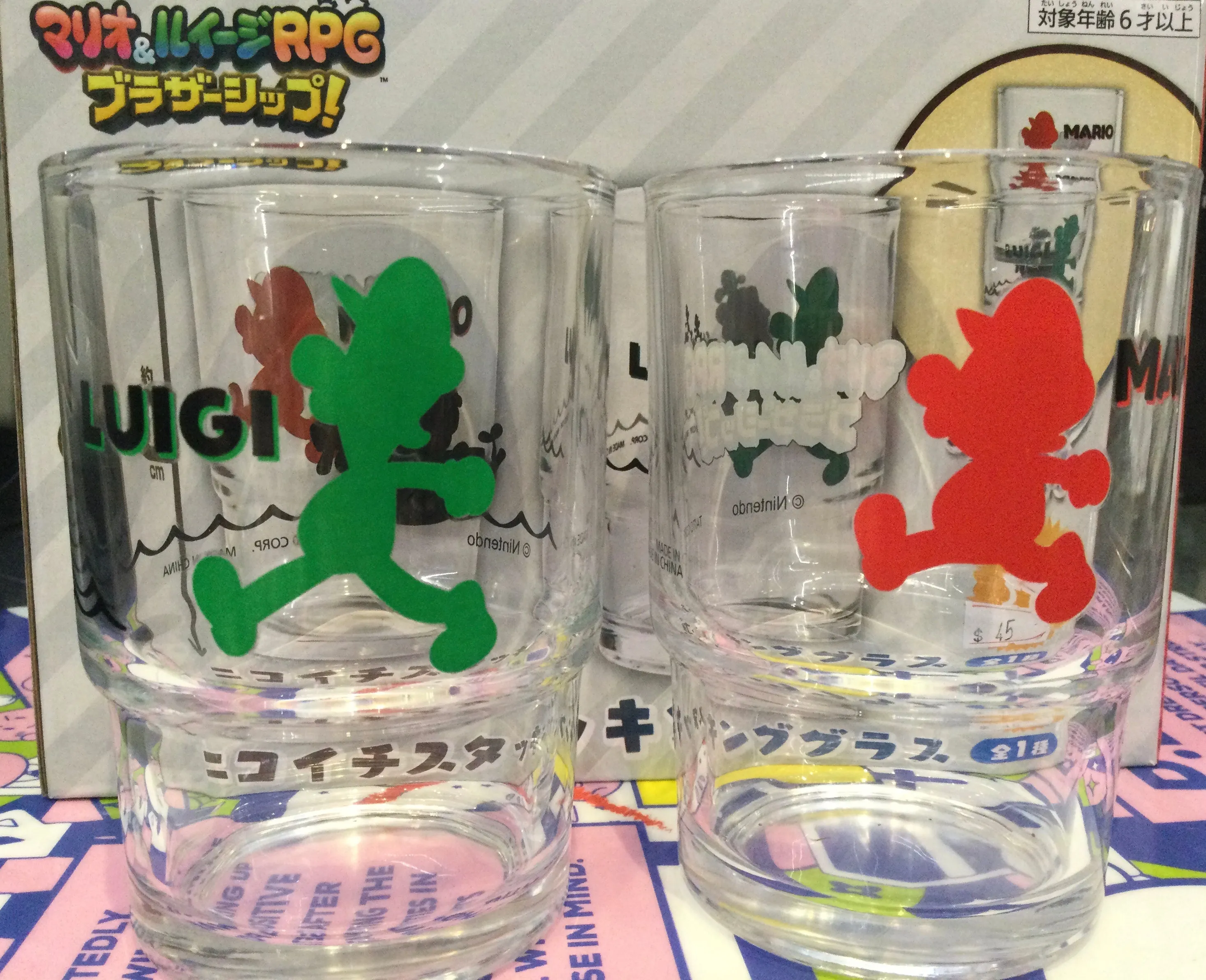 Super Mario & Luigi RPG Character Glass Cup 2 Pieces Set (In-stock) Popular Character