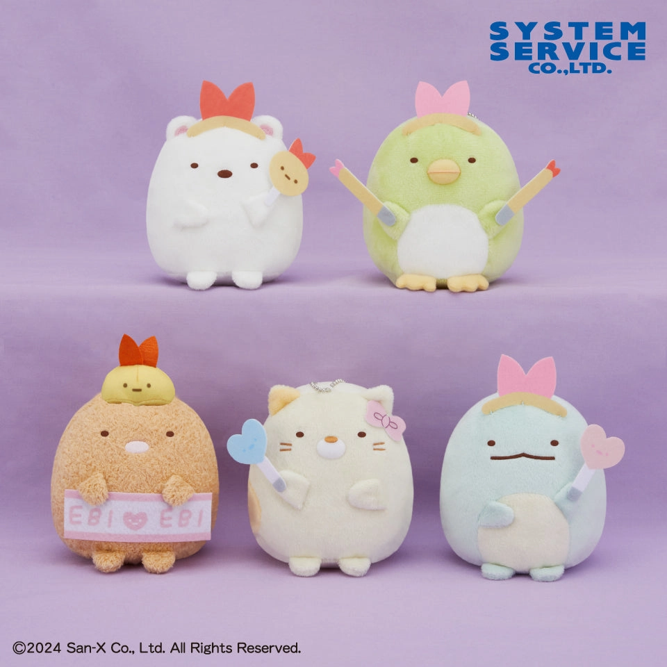 Parcel Artist Tiny Card Sumikko Gurashi Angel Ebiten Idol Plush Toy Set with Ball Chain