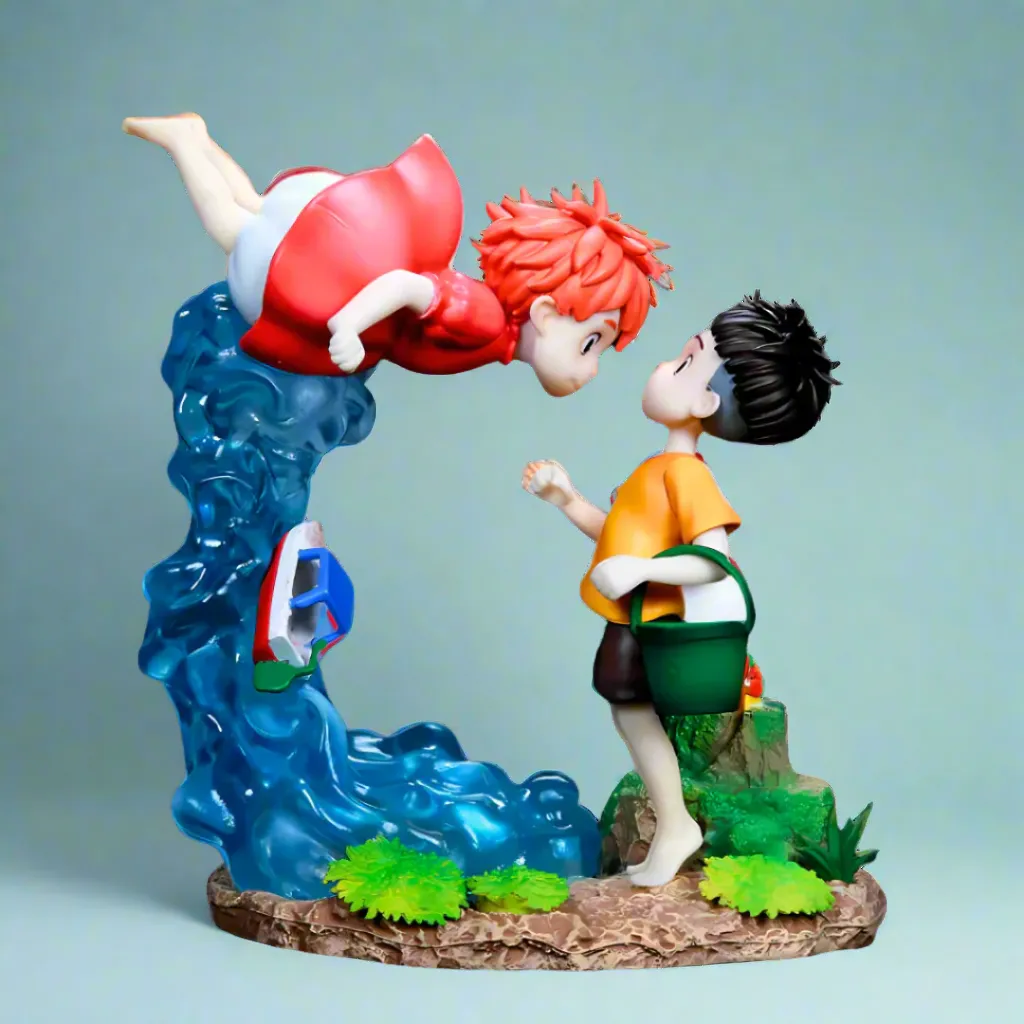 Painting Kit Movie Toy Studio Ghibli Anime Figure Moonlit Waves Ponyo & Sousuke 15cm (6") PVC Statue