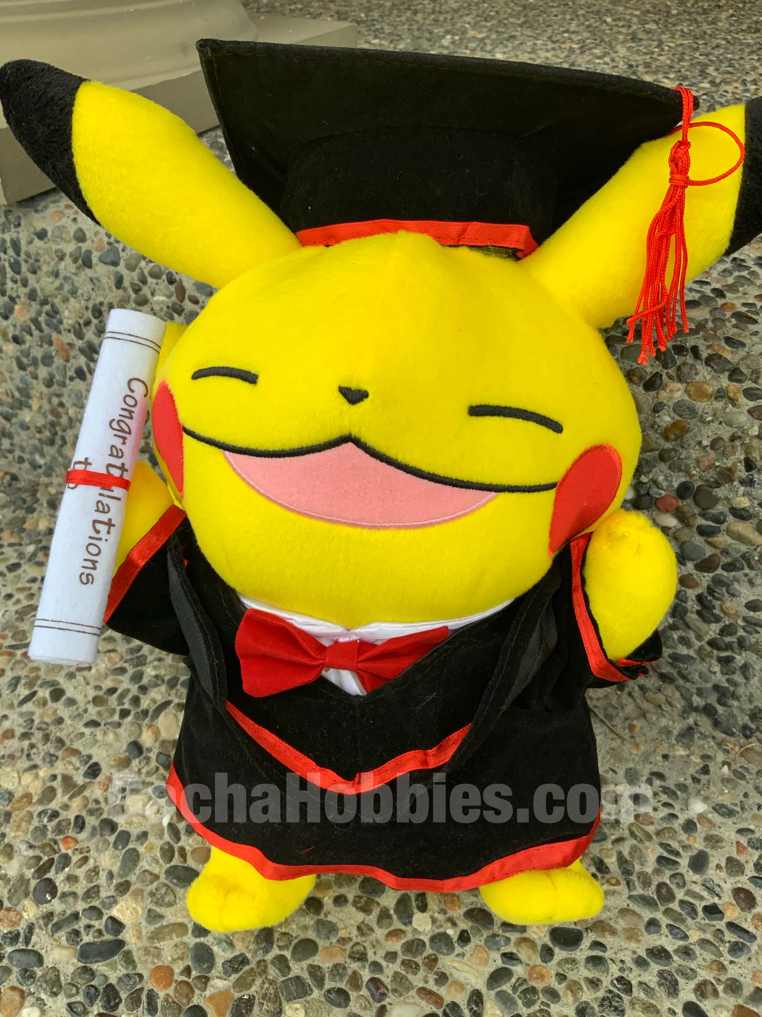 Cartoon Network Graduation Pokemon Pikachu With-Both-Eyes-Closed And Big Smile