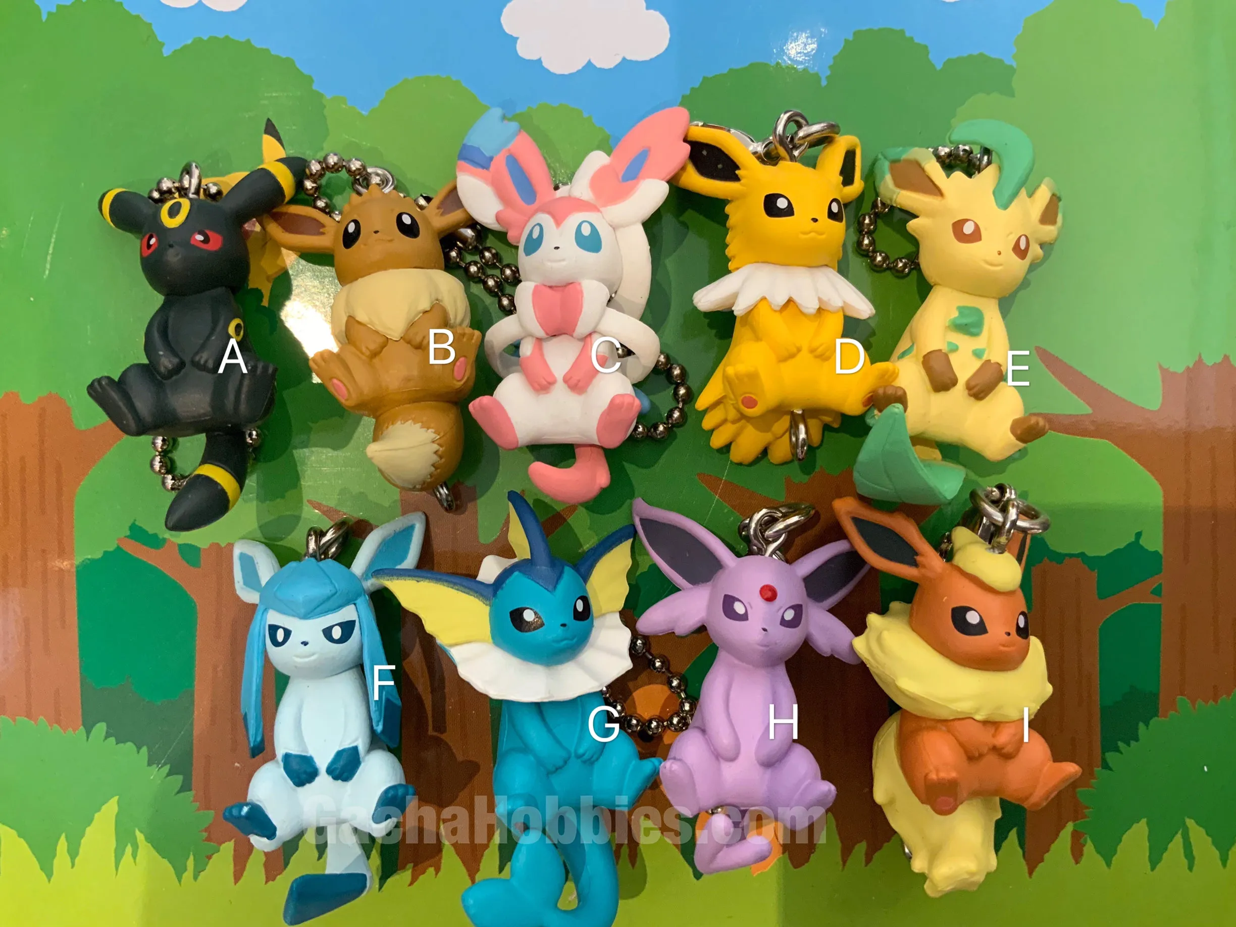 Superhero Display Pokemon Eevee Evolutions Figure Keychain 9 Pieces Set (In-stock)