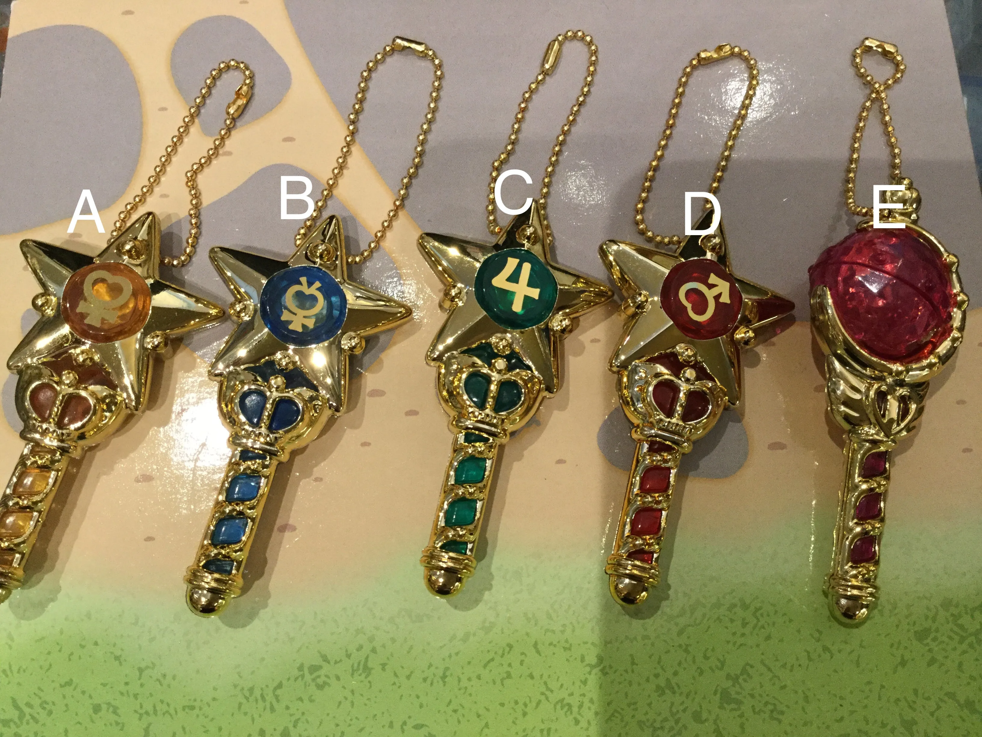 Miniature Display Limited Item Sailor Moon Prism Crystal Stick & Rod Keychain 5 Pieces Set (In-stock)