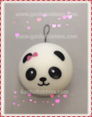 Small Trinket Squishy Panda with Pink Bow