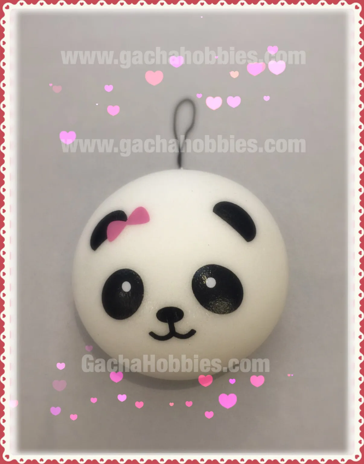 Small Trinket Squishy Panda with Pink Bow